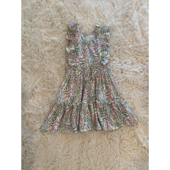 Nanette Lepore Other - Nanette Lepore Floral Ruffle Dress Smock Waist Flutter Sleeves Pink Sage Green